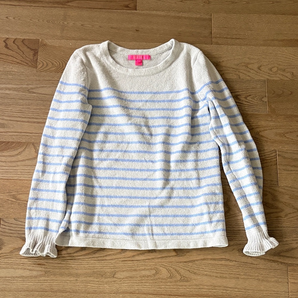 Lilly Pulitzer White and Blue Striped Sweater